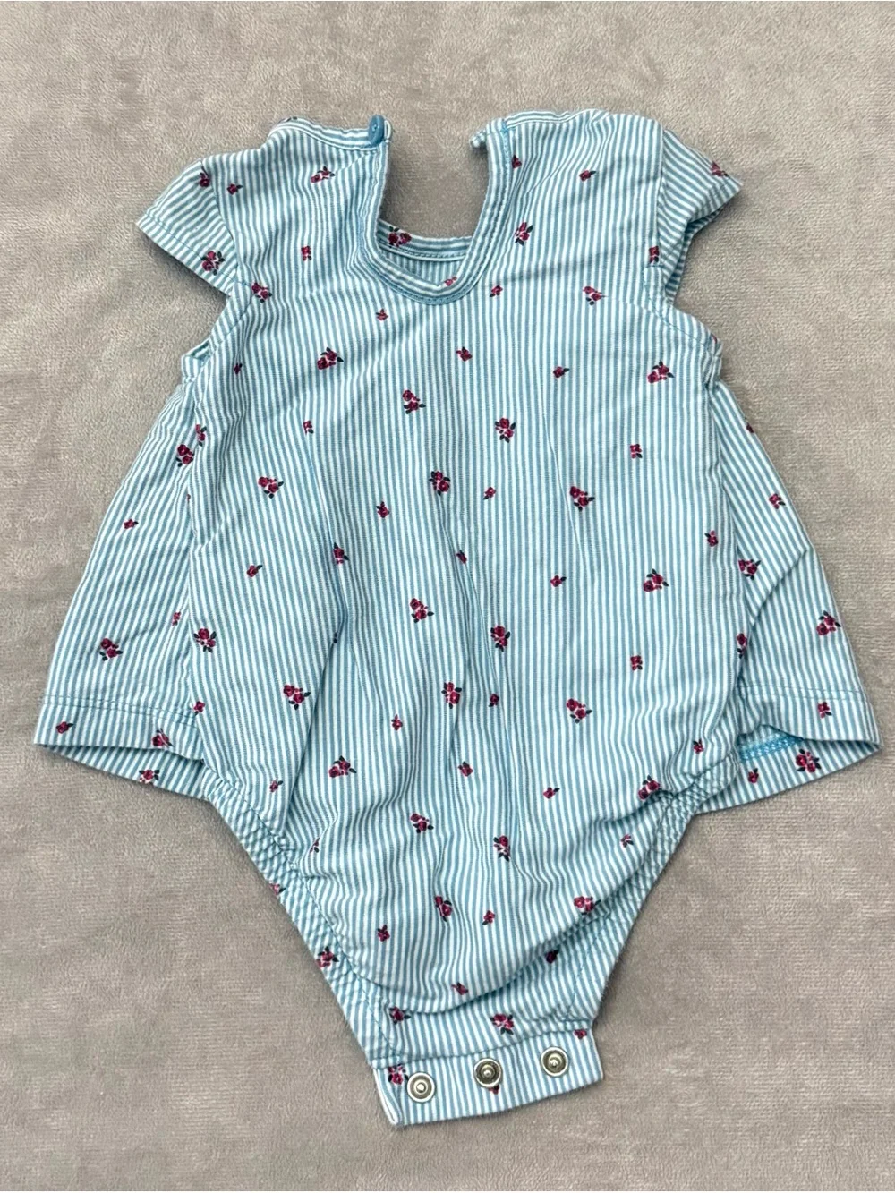 Carters Baby Girls Floral Striped Romper Blue White Red Size 3 Months